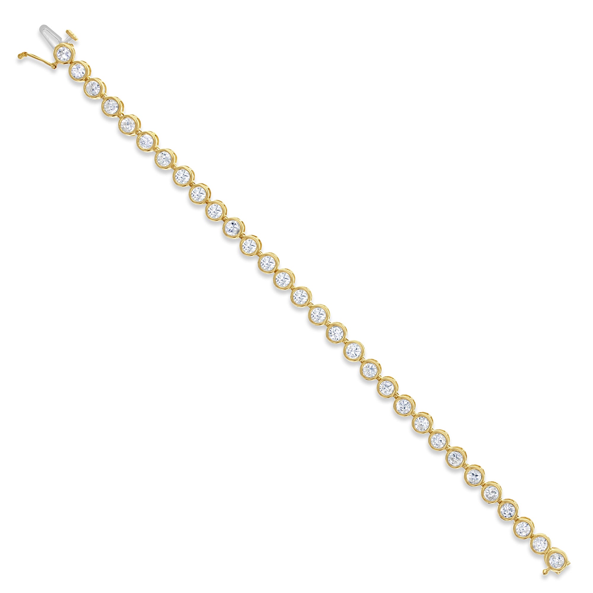 14K White or Yellow Gold Cubic Zirconia Tennis Bracelet - Elegant Bezel Setting for Women's Jewelry Collection | Perfect for Weddings, Parties & Special Occasions