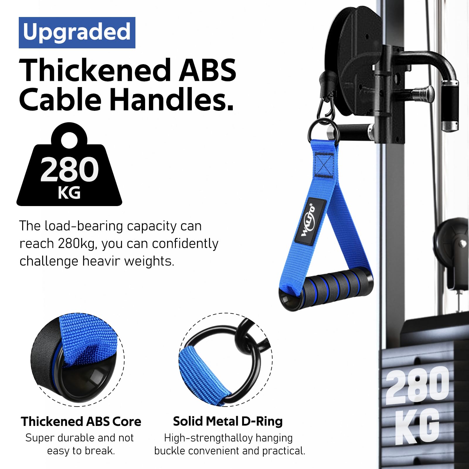 WALITO Heavy Duty Exercise Handles - Replacement Cable Machine Attachments for Home Gym Equipment, Pulley System, Strength Trainer - Perfect for Pilates, Resistance Bands & Full Body Workouts - Ideal for Home Gym, CrossFit & Functional Training