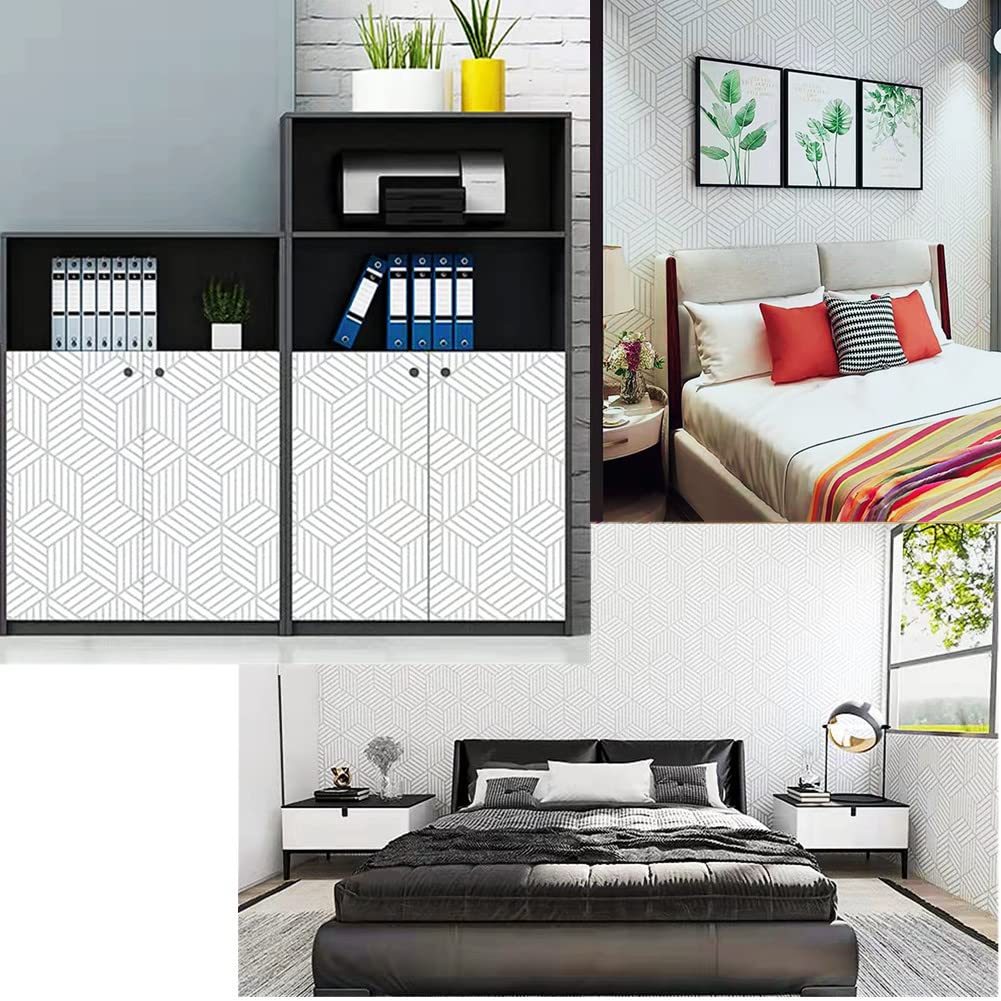 Hexagon Peel and Stick Wallpaper - Gold & Beige Geometric Pattern Removable Contact Paper for Shelves, Drawers, Cabinets - 17.7