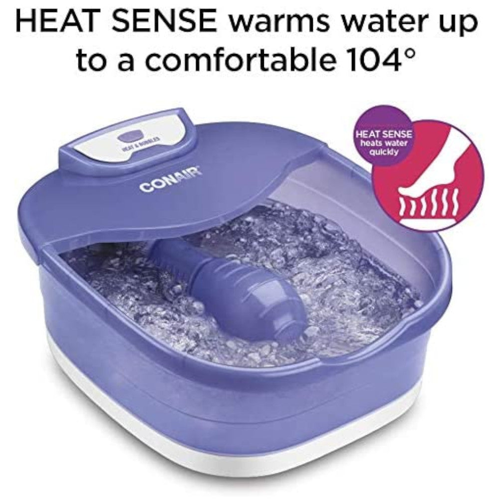 CONAIR FB90C Heat Sense Foot Spa with Heated Bubble Massage - Electric Pedicure Basin for Relaxation & Foot Care at Home