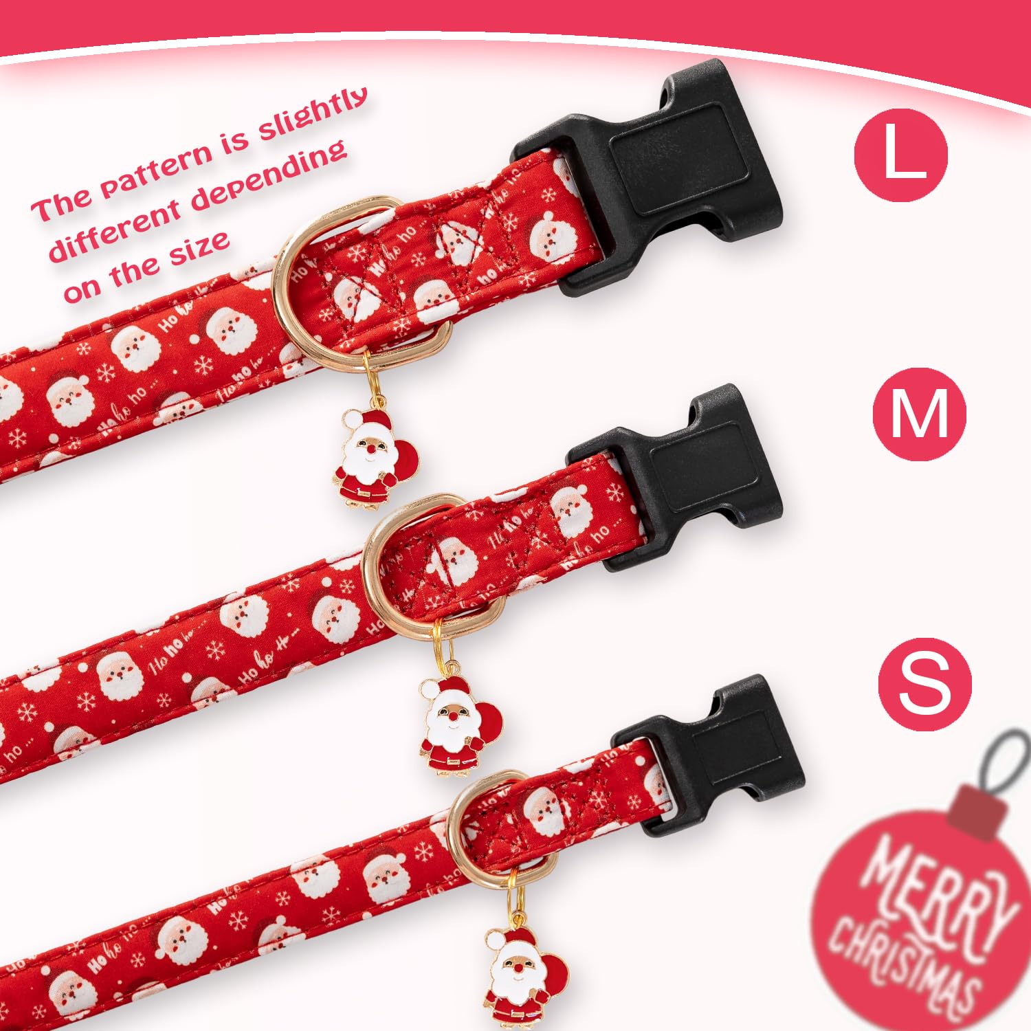 Festive Red Santa Claus Dog Collar - Adjustable Soft Pet Collar for Small, Medium & Large Dogs - Perfect Christmas Gift for Puppies (Male/Female) - Ideal for Holiday Photos, Christmas Parties & Festive Walks