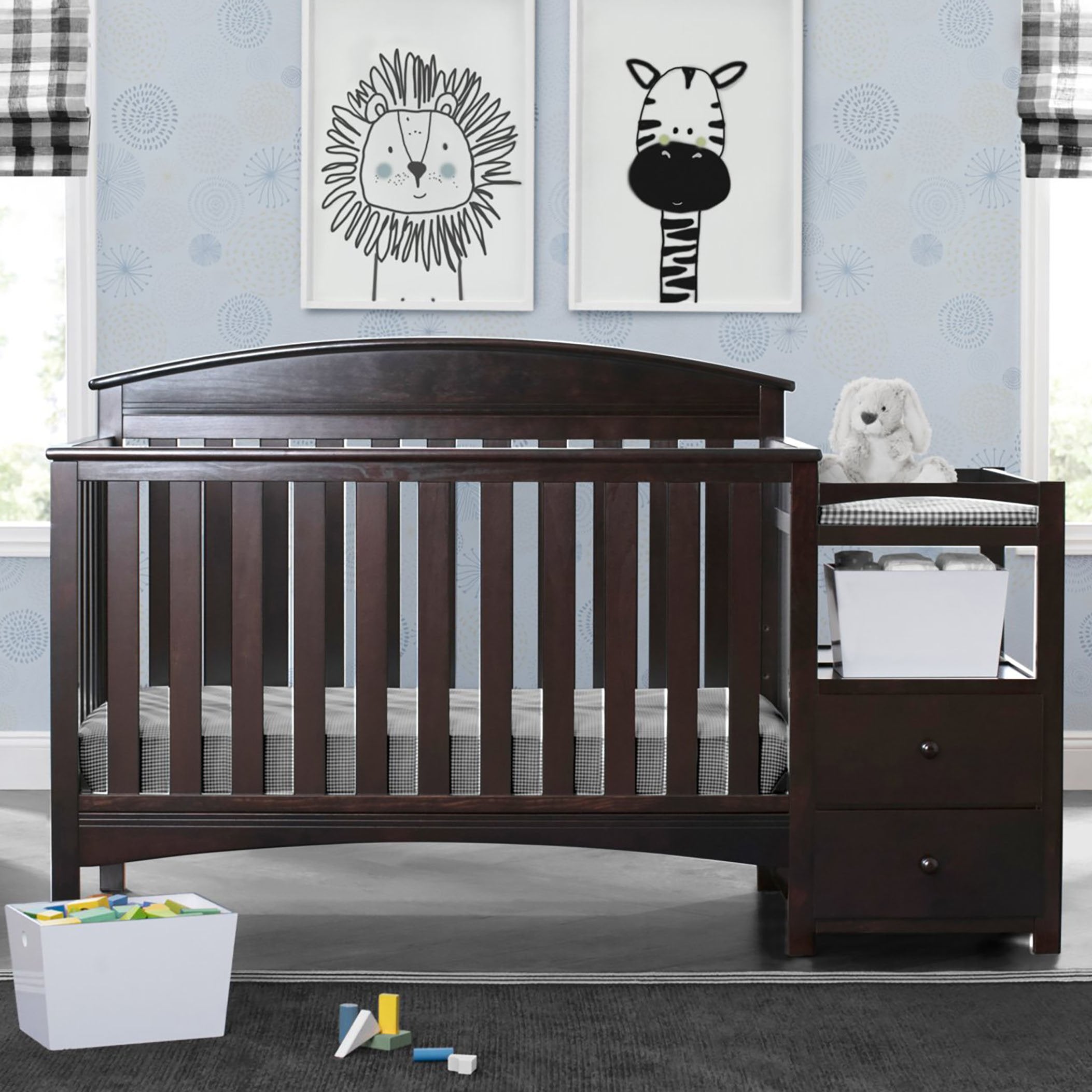 Abby Baby Crib with Changing Table - Convertible Nursery Furniture for Newborns & Toddlers - Perfect for Small Spaces & Modern Nurseries