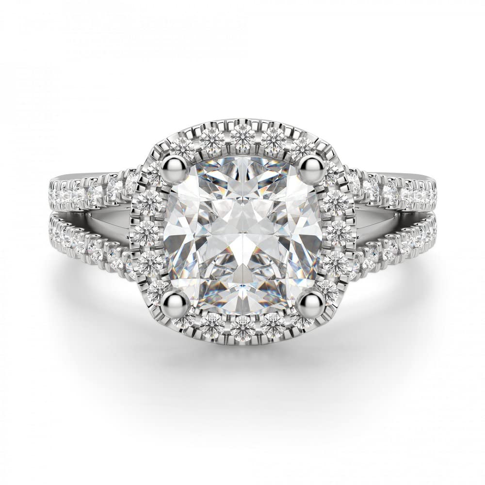 5 CT Cushion Cut Moissanite Engagement Ring Set - Vintage Halo Solitaire Wedding Band for Women, Durable Sterling Silver Anniversary Jewelry Gift for Her | Perfect for Proposals, Bridal Sets & Special Occasions
