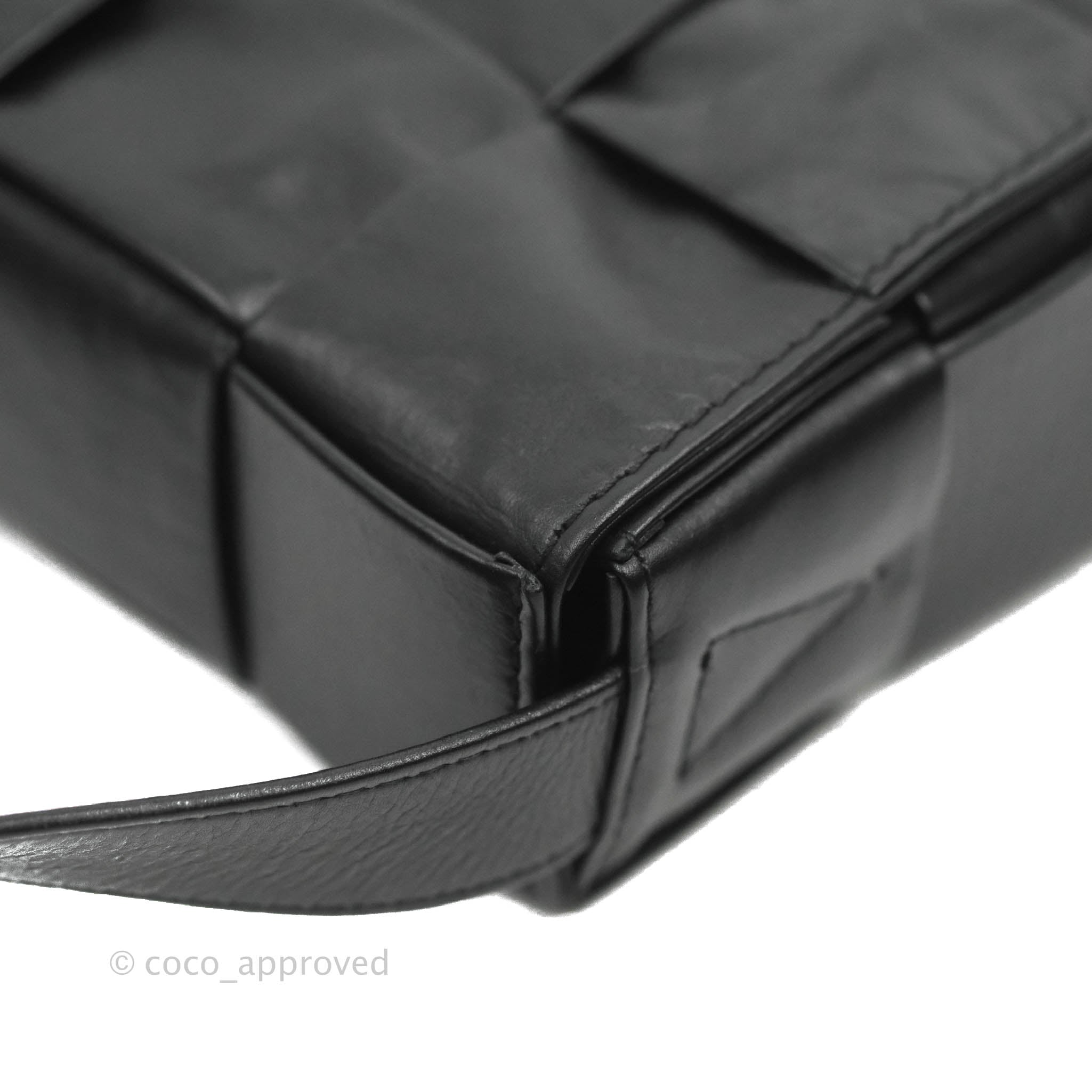 Bottega Veneta Intrecciato Leather Crossbody Bag - Black Calfskin with Silver Hardware | Luxury Shoulder Purse for Women, Perfect for Work, Travel & Evening Events