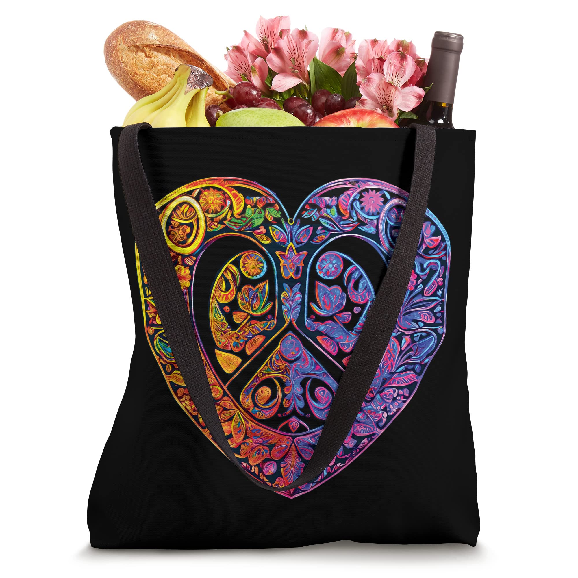 Peace and Love Tote Bag - Eco-Friendly Cotton Canvas Shopping Bag for Women & Men - Perfect for Groceries, Beach, Work & Travel