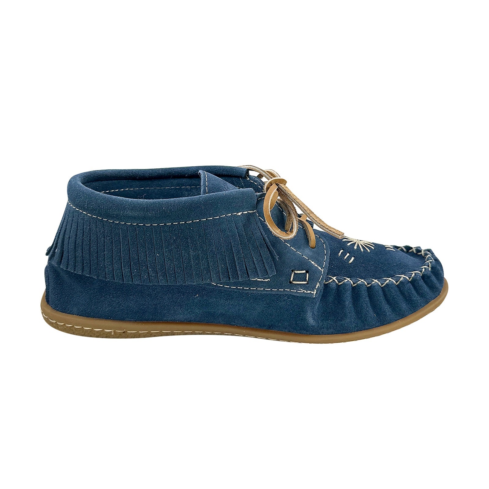 Women's Comfortable Blue Suede Moccasins with Crepe Sole - Soft Slip-On Loafers for Casual Wear, Office & Travel