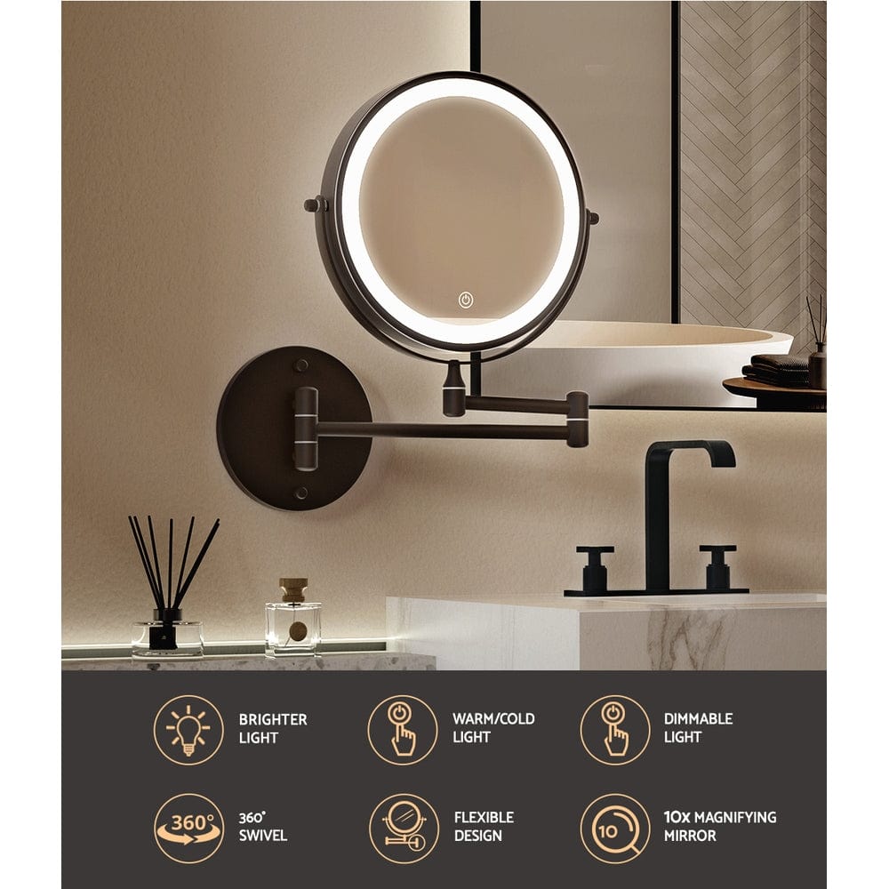 Embellir Extendable 10X Magnifying Makeup Mirror - Dual-Sided Vanity Mirror with Adjustable Stand for Bathroom, Bedroom & Dressing Room | Perfect for Makeup Application, Skincare & Grooming