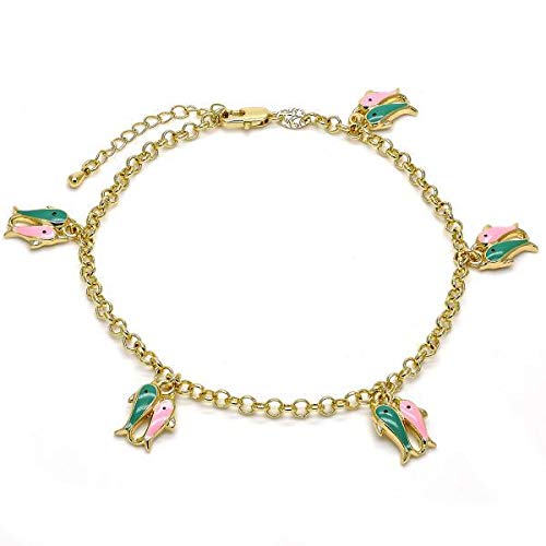 4mm Polished 14k Yellow Gold Plated Round Rolo Chain Anklet - 11 Inches | Elegant Women's Ankle Bracelet for Everyday Wear, Parties & Special Occasions