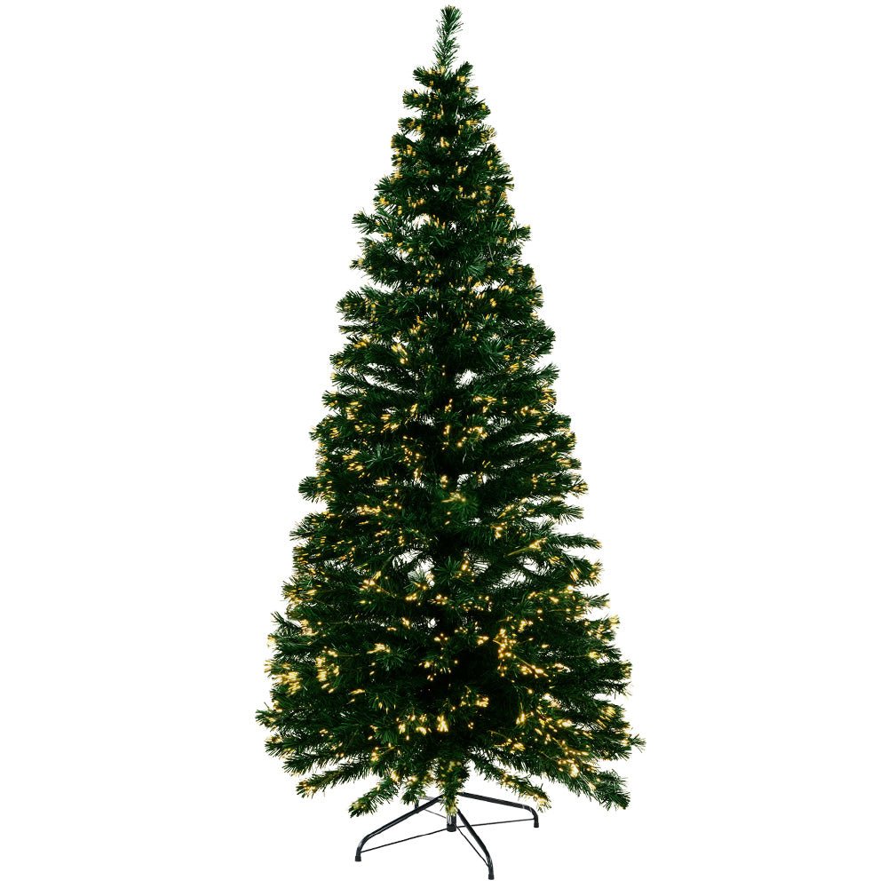 1.8M LED Christmas Tree with Warm White Fiber Optic Lights - Perfect for Holiday Home Decor, Office, and Party Celebrations