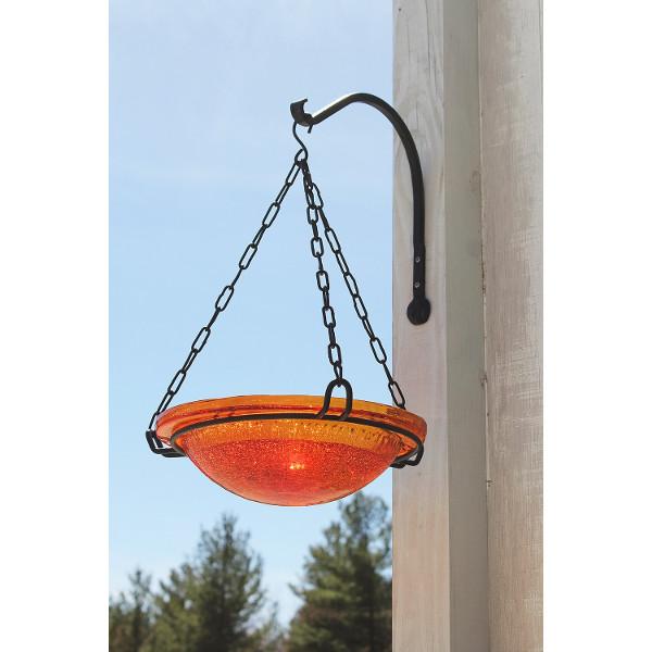 Handmade Mandarin Crackle Glass Birdbath Bowl - Outdoor Garden Decoration for Birds & Wildlife - Perfect for Patio, Yard & Backyard Bird Watching