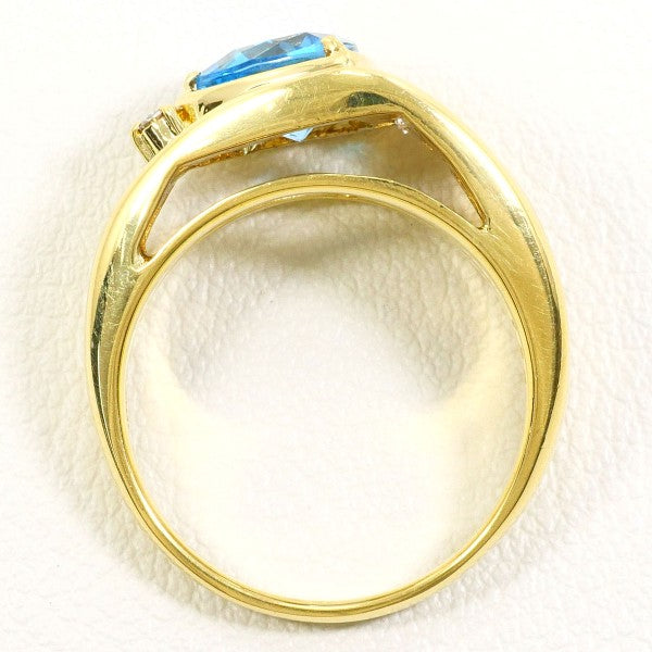 18K Yellow Gold Blue Topaz Diamond Ring for Women - Elegant Birthstone Jewelry Gift for Anniversary, Engagement & Special Occasions