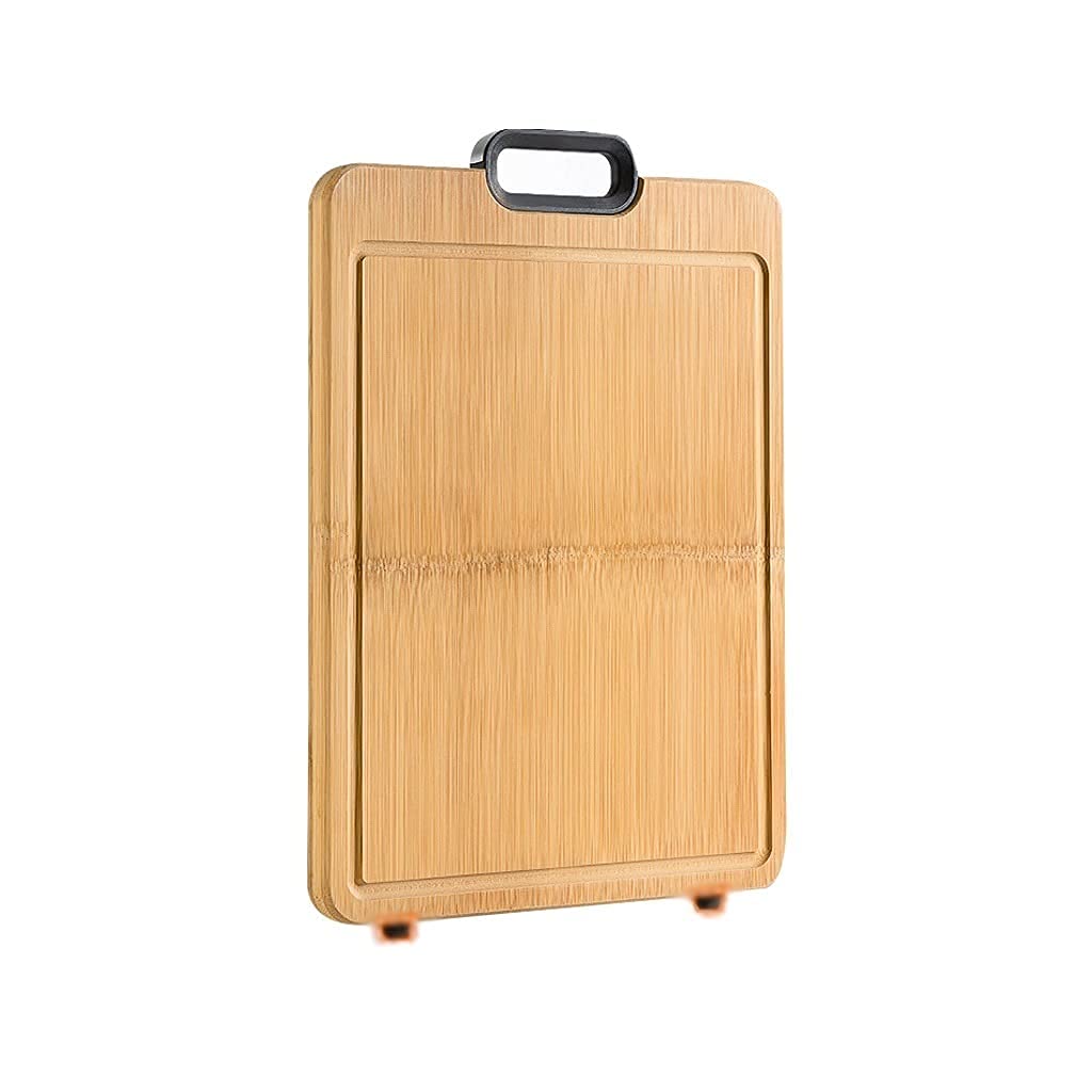 Premium Bamboo Cutting Board with Non-Slip Foot Pads & Comfort Grip - Organic Hand-Polished Chopping Block for Kitchen - Perfect for Meal Prep, Slicing Vegetables, and Serving Charcuterie