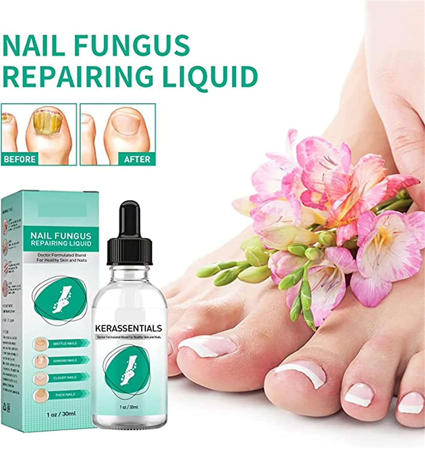Kerassentials Toenail Fungus Treatment Oil - Healthy Skin & Nail Care Solution (3 Pack) - Effective for Athlete's Foot, Nail Fungus & Dry Skin - Perfect for Daily Foot Care Routine