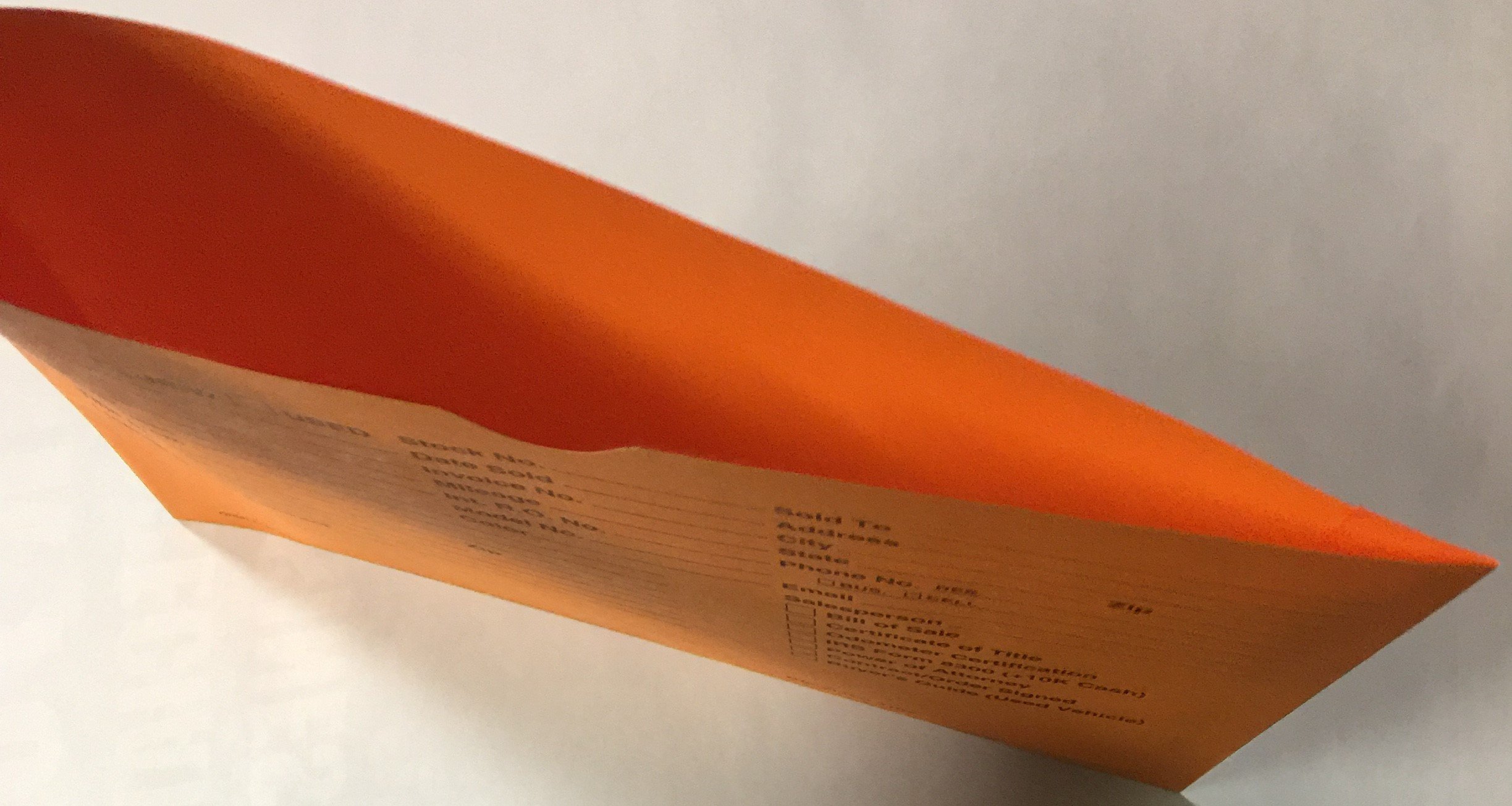 A Plus Auto Dealer Vehicle Paper File Jackets Orange DSA-546 - Pack of 1000 (U6) - Perfect for Car Dealerships, Auto Repair Shops & Vehicle Documentation Organization