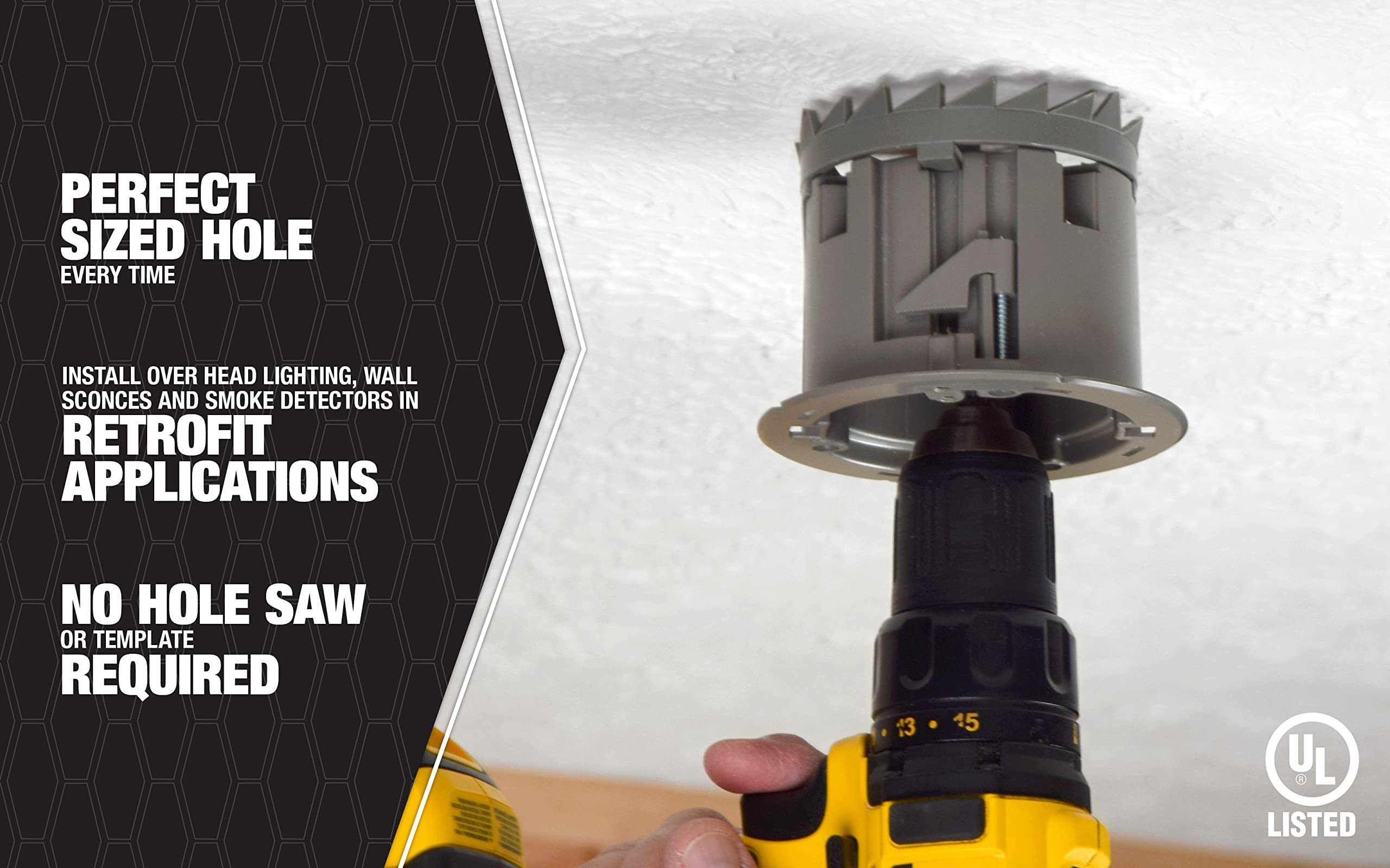 Southwire MSBST250 Smart Box Shark Tooth Fixture & Ceiling Electrical Box with Hole Saw - Ideal for Home Wiring, Ceiling Fan Installation & Electrical Projects