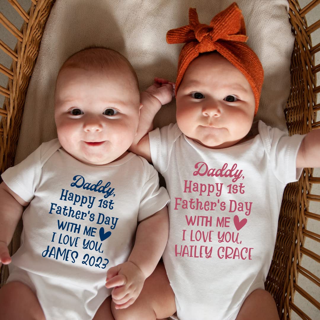 Personalized First Father's Day Onesie - 'Daddy's First Father's Day' Baby Boy Outfit, Custom Gift from Baby Girl, Daughter, Son or Wife | Perfect 1st Father's Day Celebration Outfit for New Dads & Special Family Moments