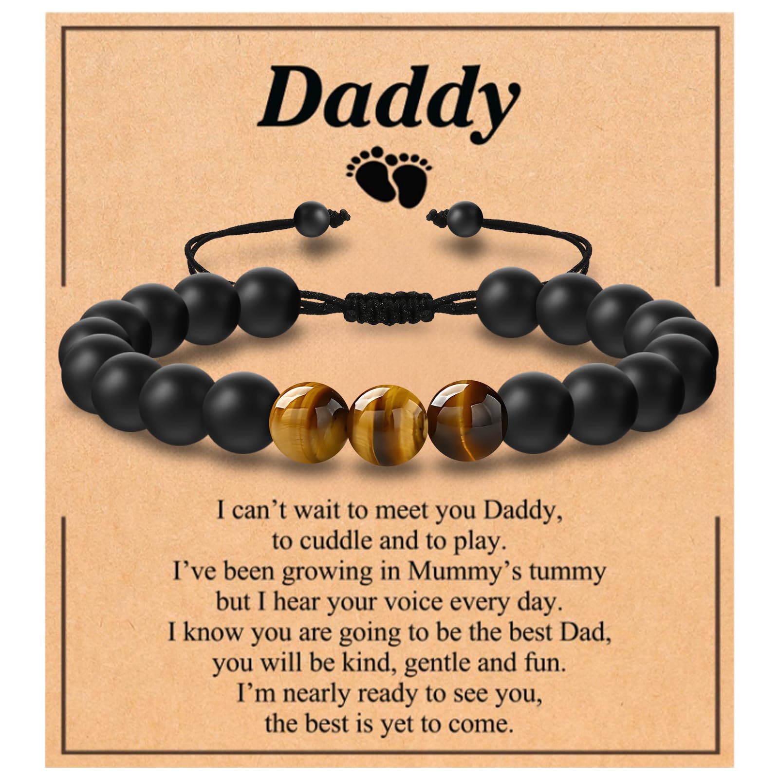 Handmade Leather Bracelet for New Dads - Thoughtful Gift for Husband from Wife - Personalized Daddy-to-Be Jewelry - Perfect for Baby Showers, Birth Announcements & First Father's Day