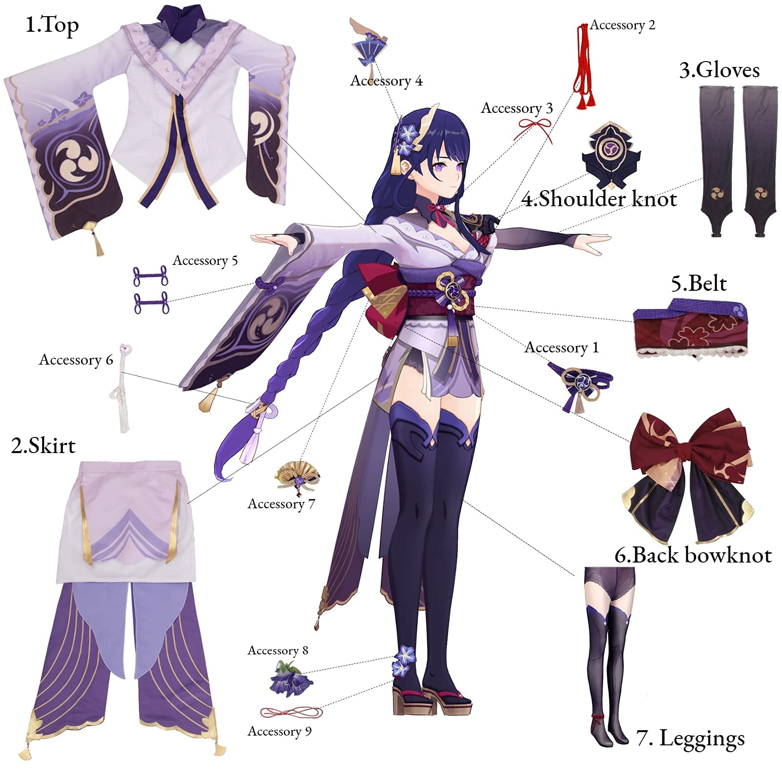 Raiden Shogun Cosplay Costume - Genshin Impact Baal Outfit for Halloween, Anime Conventions & Cosplay Events | Premium Quality Cosplay Suit for Fans & Collectors