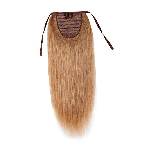 Remeehi 26 Inches Silky Straight Clip-in Ponytail Hair Extensions - 80g High-Quality Indian Remy Human Hair in #27 Strawberry Blonde | Perfect for Parties, Weddings & Everyday Styling