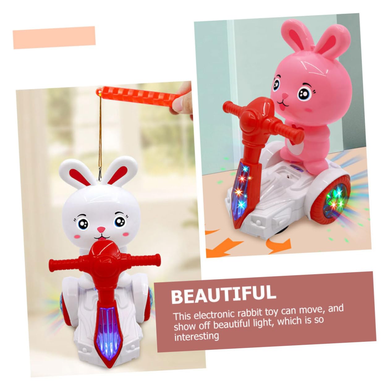 Wakauto 4pcs Rabbit Musical Toys - Interactive Bunny Plush Toys with Acousto-Optic Effects for Kids & Toddlers | Perfect for Easter Gifts, Birthday Presents & Early Learning Playtime