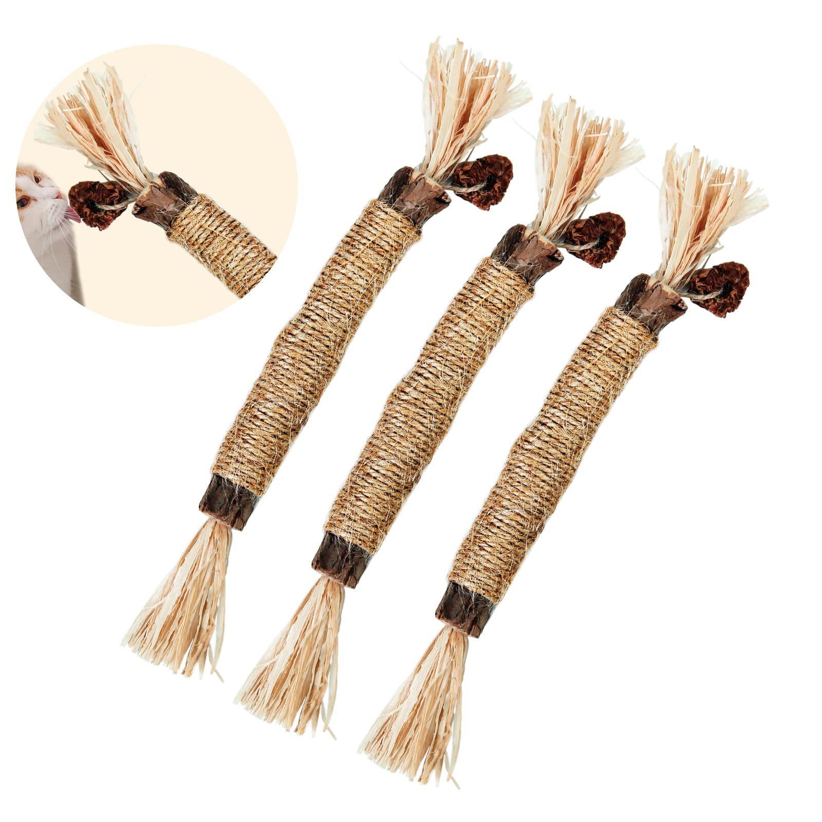 Premium Silvervine Cat Chew Toys - 3 Pack Natural Silvervine Sticks for Indoor Cats, Kitten Teething Toys for Aggressive Chewers, Stress Relief Catnip Toys for All Ages - Perfect for Anxiety Relief, Dental Health & Playtime Fun