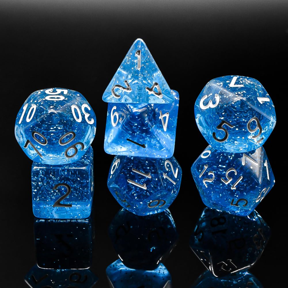 Premium RPG Dice Set for Dungeons & Dragons (D&D) - 10-Sided Polyhedral Dice with D20 in Vibrant Blue - Perfect for Tabletop Games, Role-Playing Adventures & Collectors