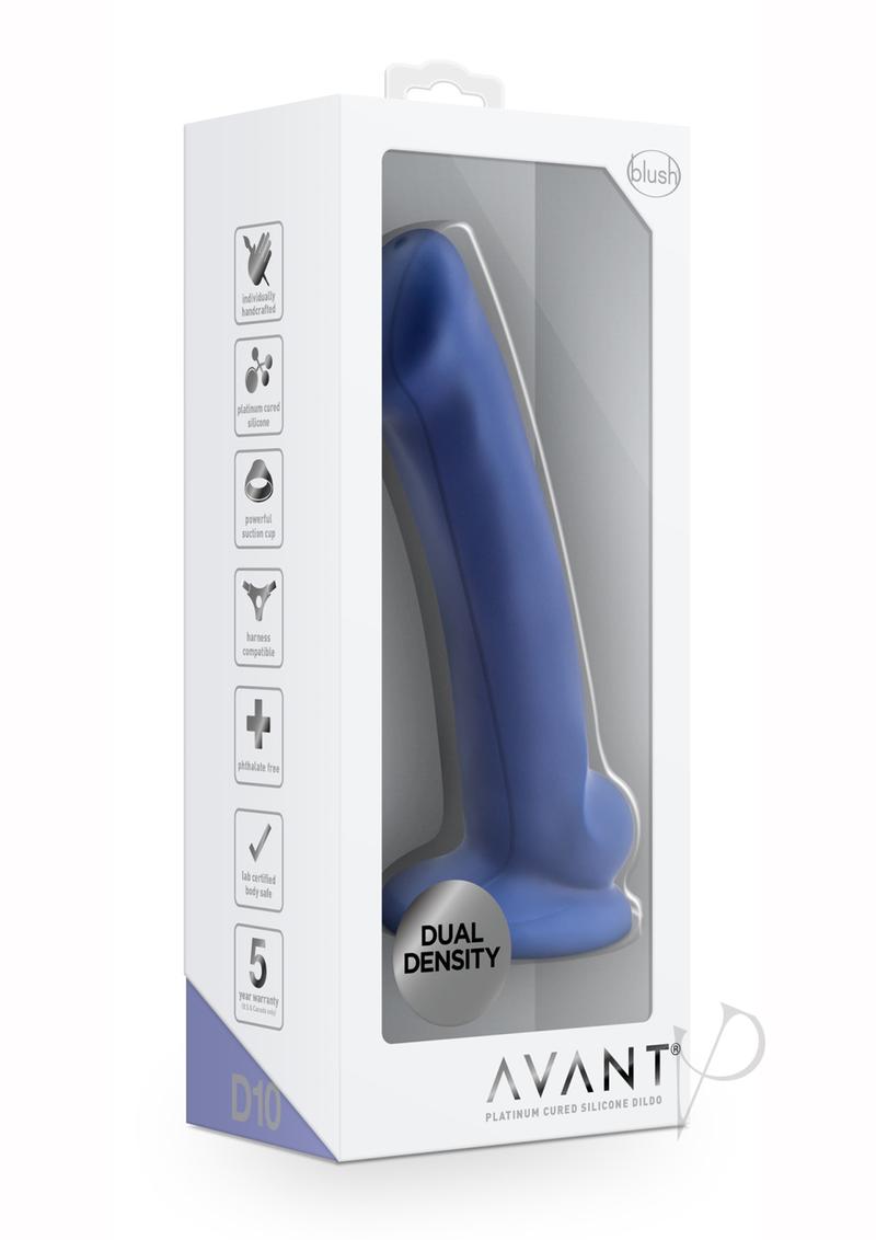 Avant D10 Ergo Mini Silicone Dildo with Suction Cup - 6.5 Inch Body-Safe Adult Toy for Solo Play & Couples - Indigo Blue Pleasure Product for Discreet Storage & Travel