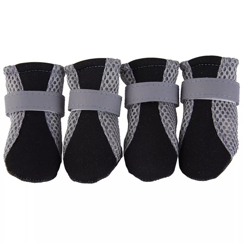 KGEZW Reflective & Breathable Dog Shoes - Anti-Slip Pet Boots with Paw Protector & Reflective Straps - Cute Mesh Dog Booties for Walking, Running & Outdoor Adventures