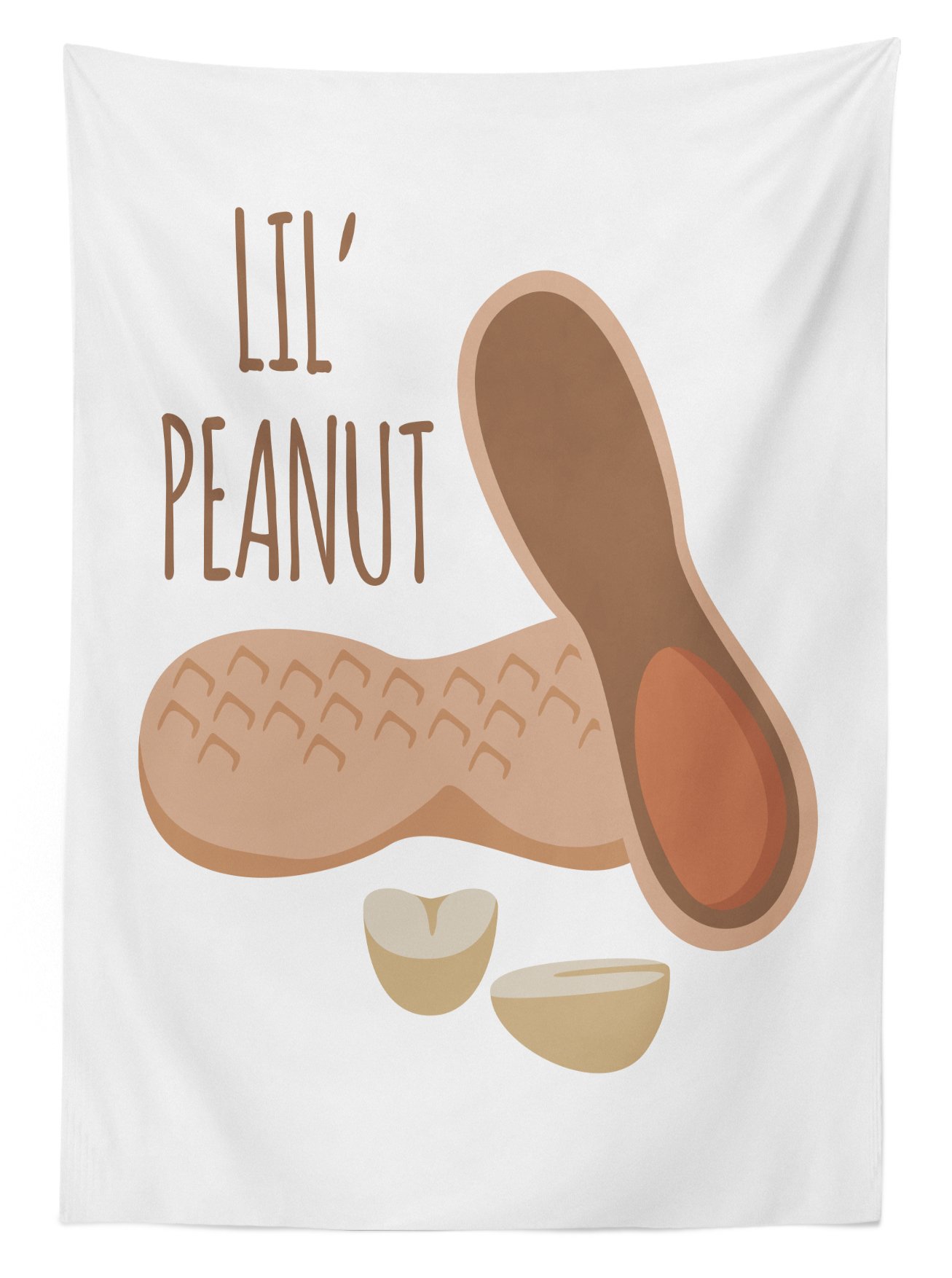 Lunarable Washable Outdoor Tablecloth - Shelled Peanut Digital Art Print, Earthy Brown Picnic Table Cover 58x84 inches | Perfect for BBQs, Garden Parties & Picnics