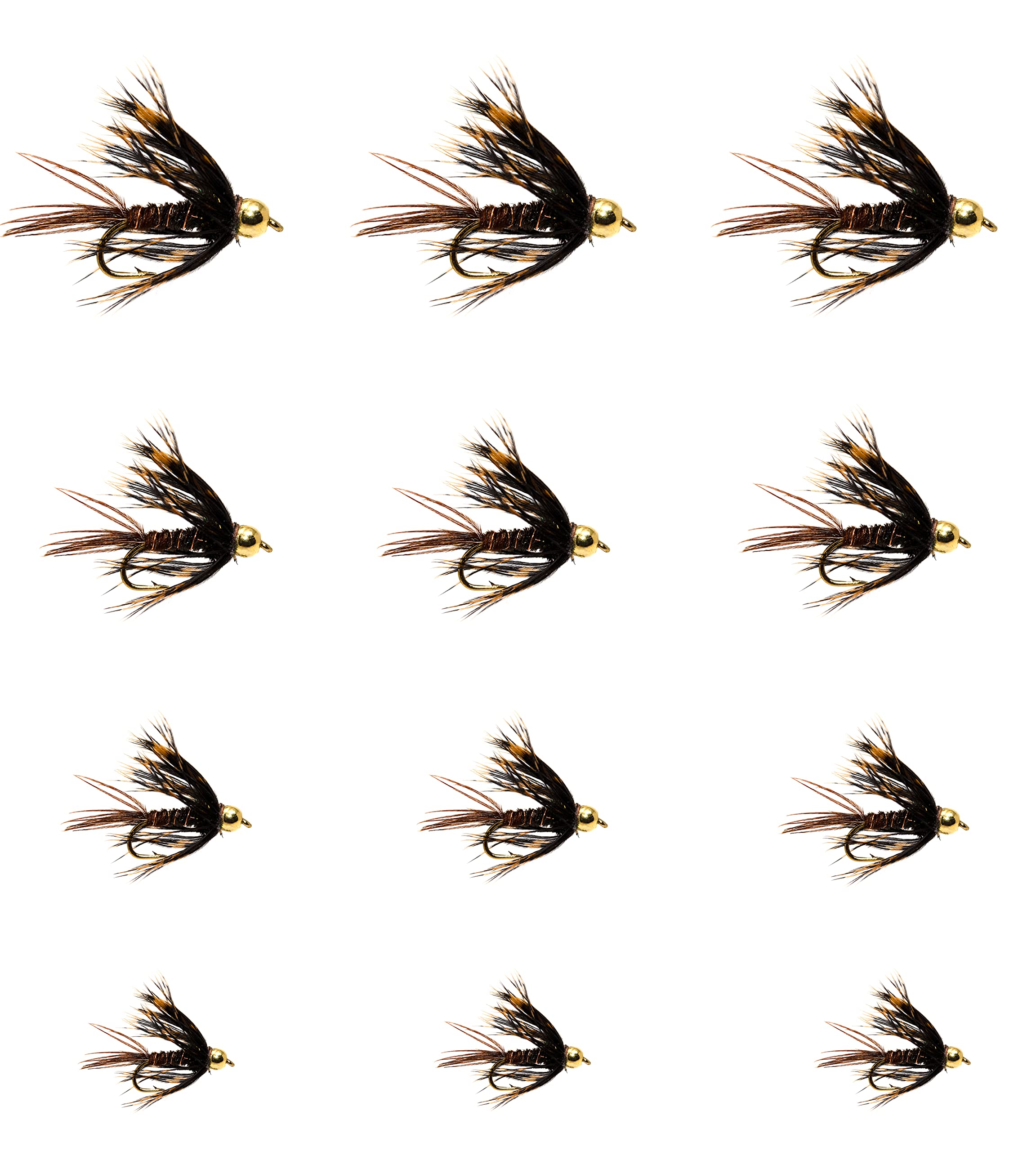 Outdoor Planet 12 Guide's Choice Fly Assortment: Hare's Ear, BH Soft Hackle, Pheasant Tail, Tilt Wing Dun, Kingrey's Better Foam Caddis, Nymph & Dry Flies for Trout Fishing Lures – Perfect for Freshwater Streams and Rivers