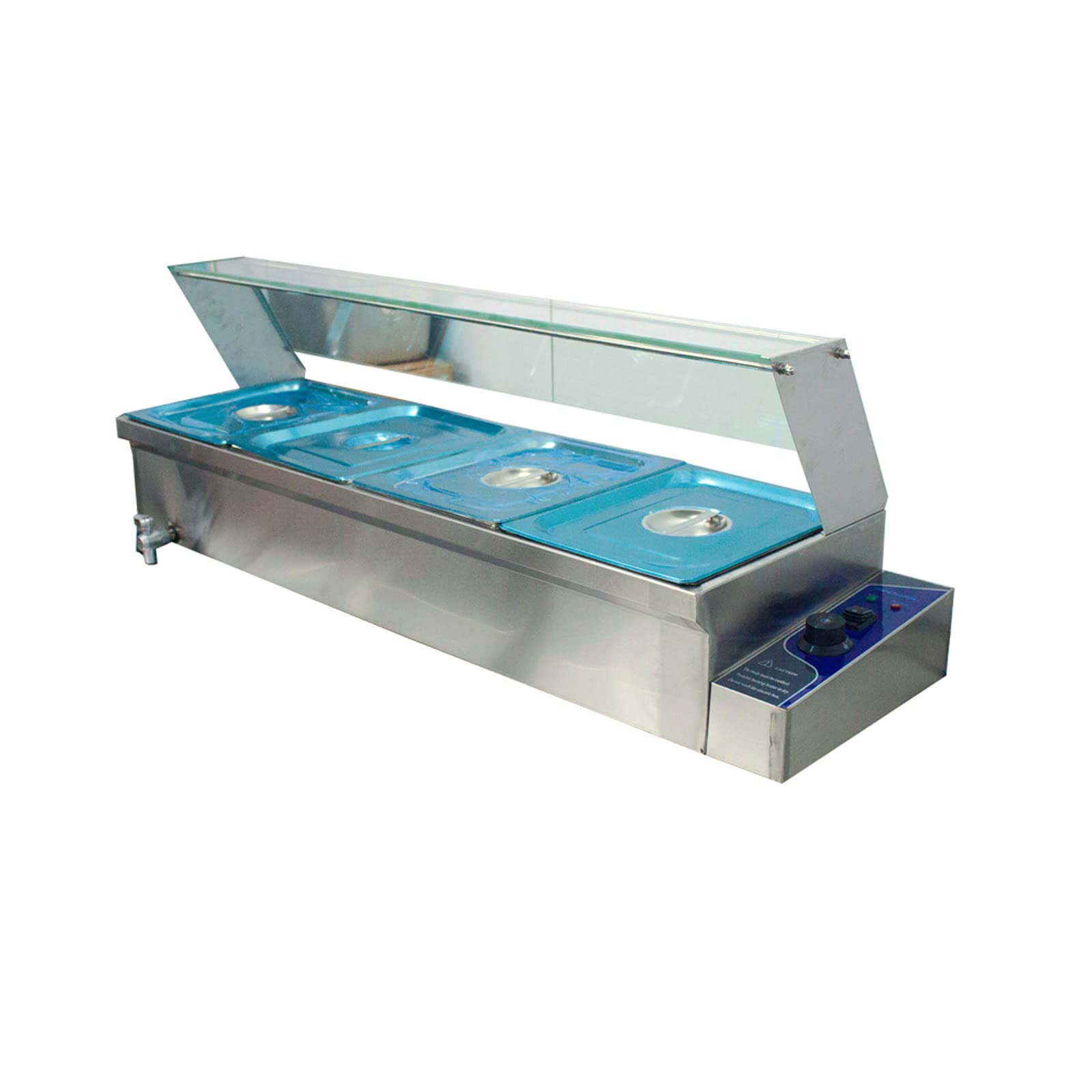 LGXEnzhuo 4-Pan Electric Food Warmer - Stainless Steel Bain-Marie Buffet Server with Glass Shield & 6.5