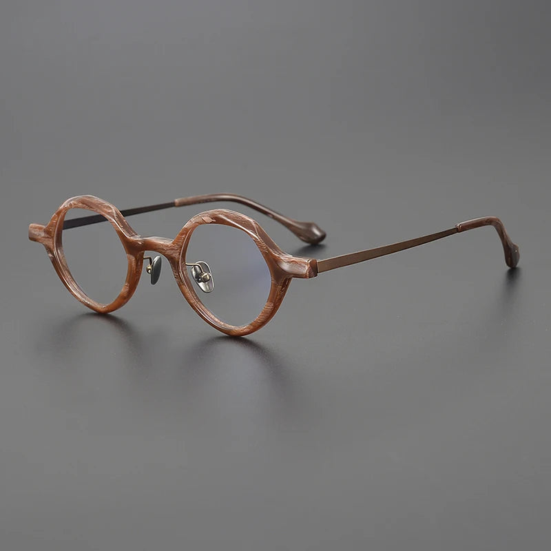 Stylish Unisex Black Acetate & Titanium Eyeglasses Frame - Oval Round Full Rim Glasses 96071 | Perfect for Work, Reading & Fashion Accessory