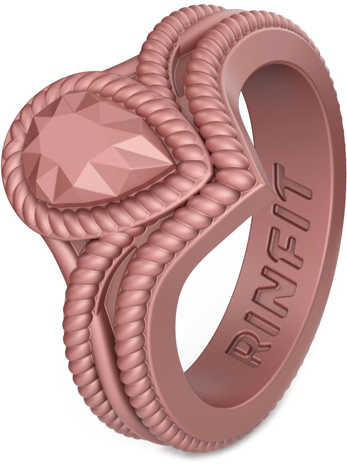 Rinfit Silicone Wedding Bands for Women - Elegant Pear Diamond Collection Bridal & Promise Rings - Comfortable Rubber Rings for Sports, Yoga, Gym & Active Lifestyle - Perfect for Everyday Wear, Workouts, and Outdoor Adventures