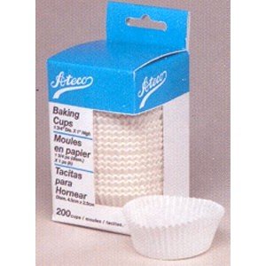 Ateco 6403 White Baking Cups, 1 x 3/4 Inch, Pack of 200 - Perfect for Muffins, Cupcakes, and Party Desserts