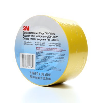 3M T967764Y6PK 764 Vinyl Electrical Tape, 5.0 mil Thick, 36 Yards x 2 Inches Wide, High-Quality Yellow Insulation Tape (Pack of 6) - Perfect for Electrical Wiring, DIY Projects, and Industrial Applications