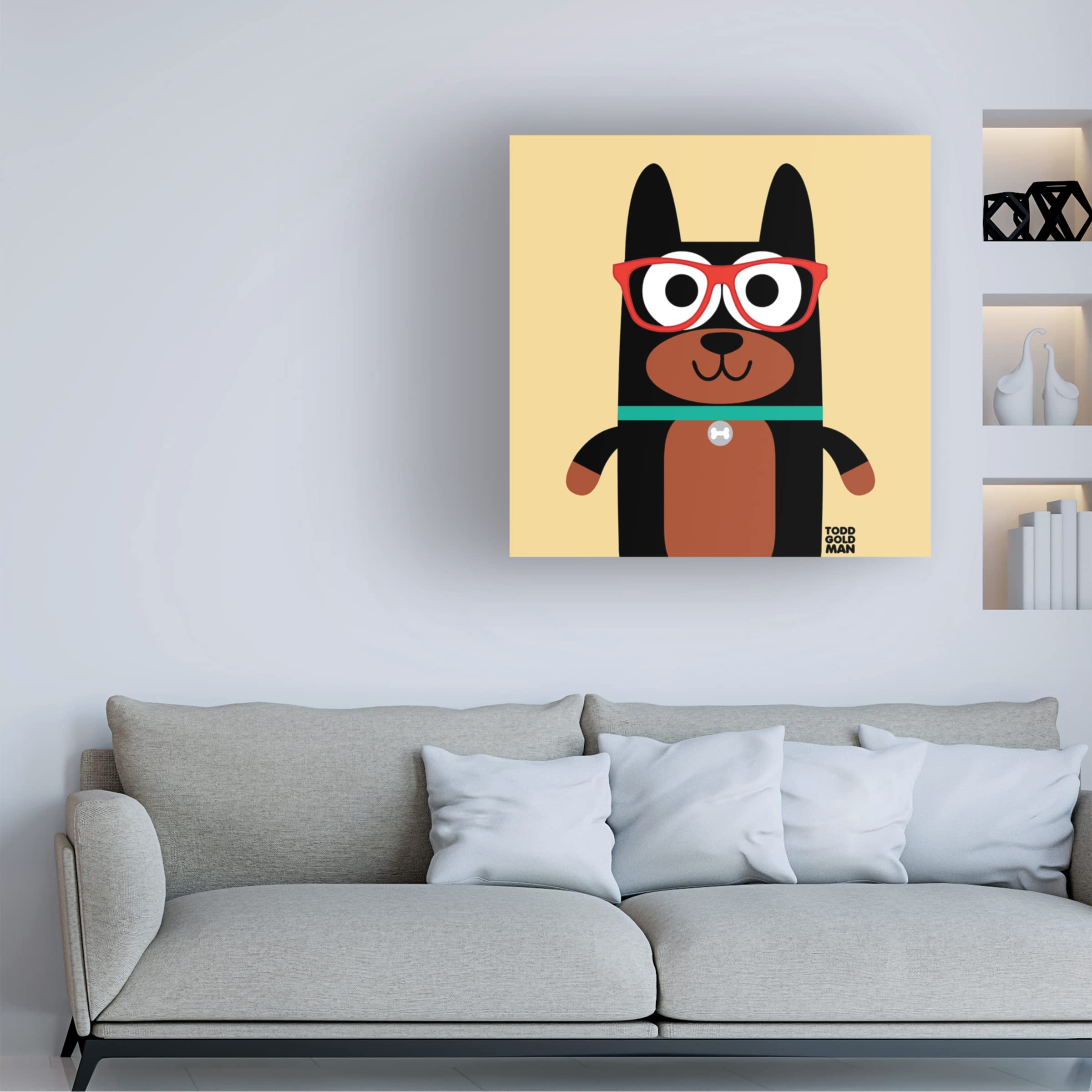 Trademark Fine Art 'Bow Wow Doberman' Canvas Wall Art by Todd Art - Perfect for Living Room, Bedroom & Office Decor