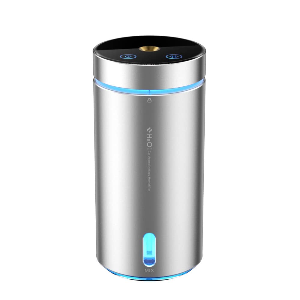 Portable 300ml Car Air Humidifier with Essential Oil Diffuser - Large Capacity Travel Humidifier for Home, Bedroom, Office & Car | Silent Misting, Air Freshener (Silver) | Perfect for Dry Climates, Travel & Aromatherapy