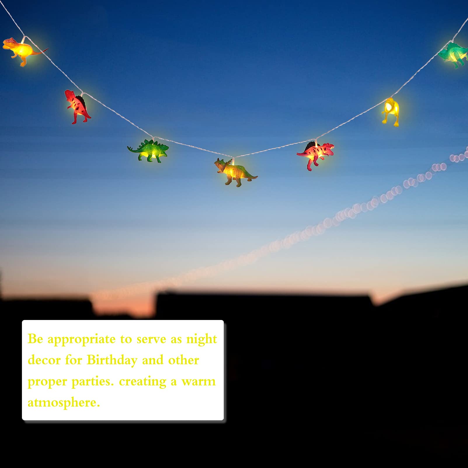 Dinosaur String Lights LED - 1 Set Dino Party Lights for Kids Room Decor, Bedroom, Nursery & Birthday Party Decoration | Waterproof Fairy Lights for Indoor/Outdoor Use
