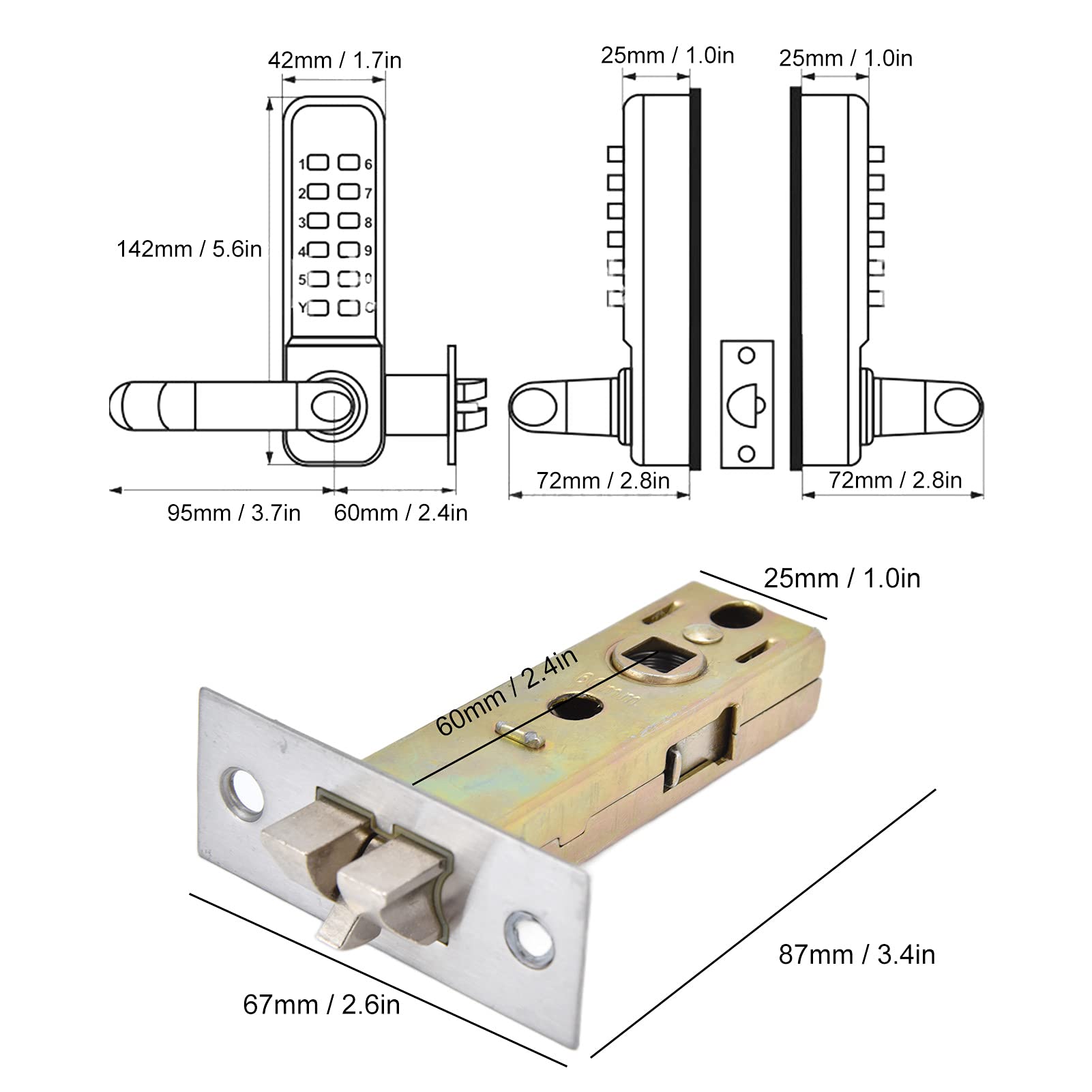Double-Sided Mechanical Combination Keypad Lock - Heavy Duty Wrought Iron Digital Code Security Lock for Home Gates & Fences | Perfect for Backyard, Garden, and Property Security