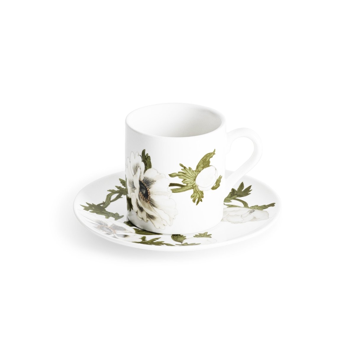 Anemone Painted Demitasse Espresso Cup Set of 4 - Elegant Coffee Cups for Afternoon Tea, Dinner Parties & Home Decor
