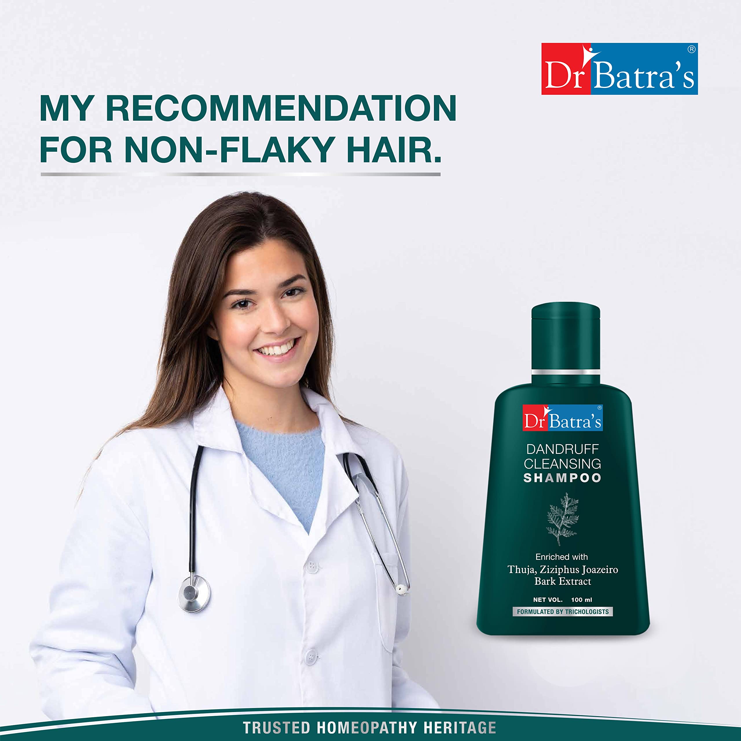 Dr Batra's Anti-Dandruff Shampoo for Scalp Care - 100ml | Gentle Cleansing Formula for Flaky, Itchy Scalp | Daily Use for Healthy Hair (Home & Travel Size)