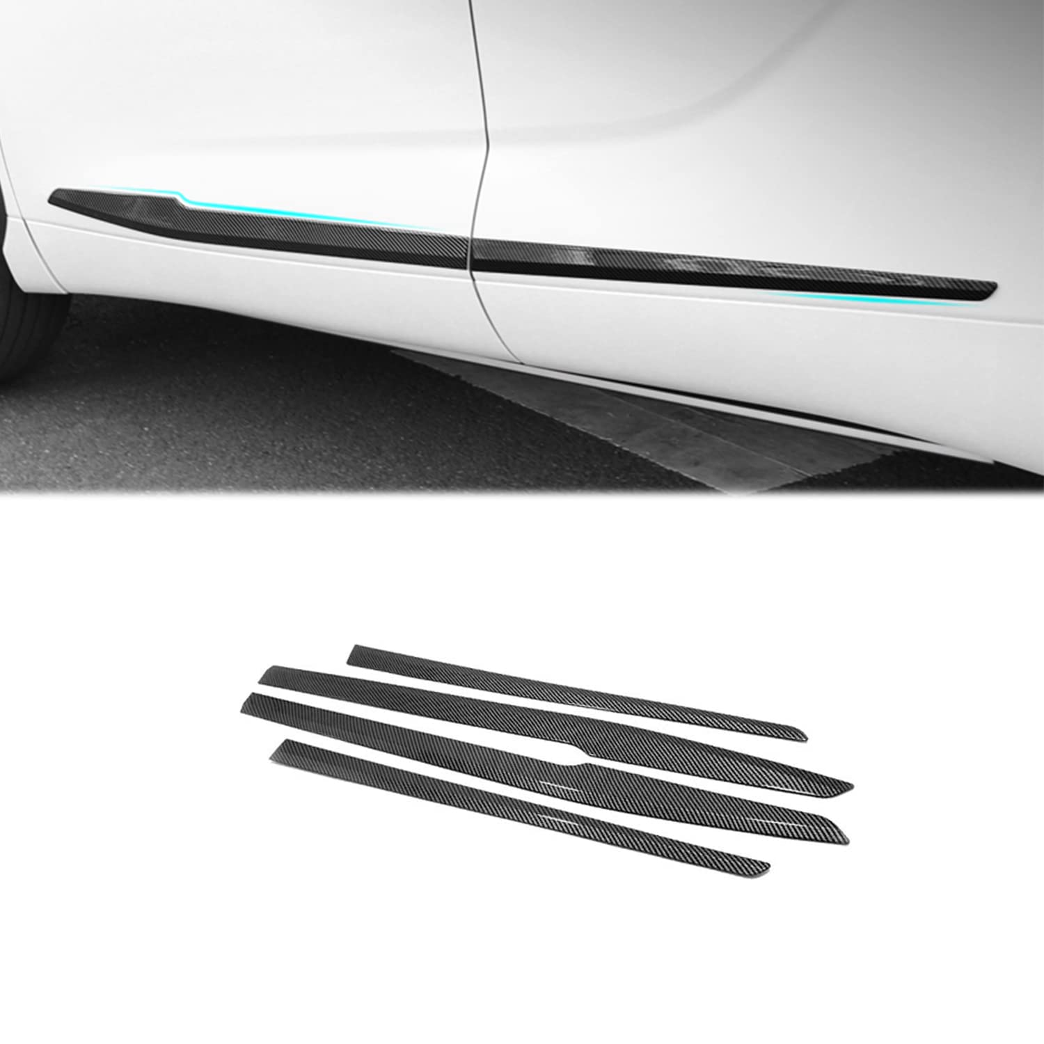 Premium ABS Carbon Fiber Side Skirt Molding Cover Trim Kit (4PCS) for Toyota Highlander 2020-2023 - Durable Car Door Body Protection & Stylish Upgrade - Perfect for Off-Roading, Daily Commuting & Car Shows