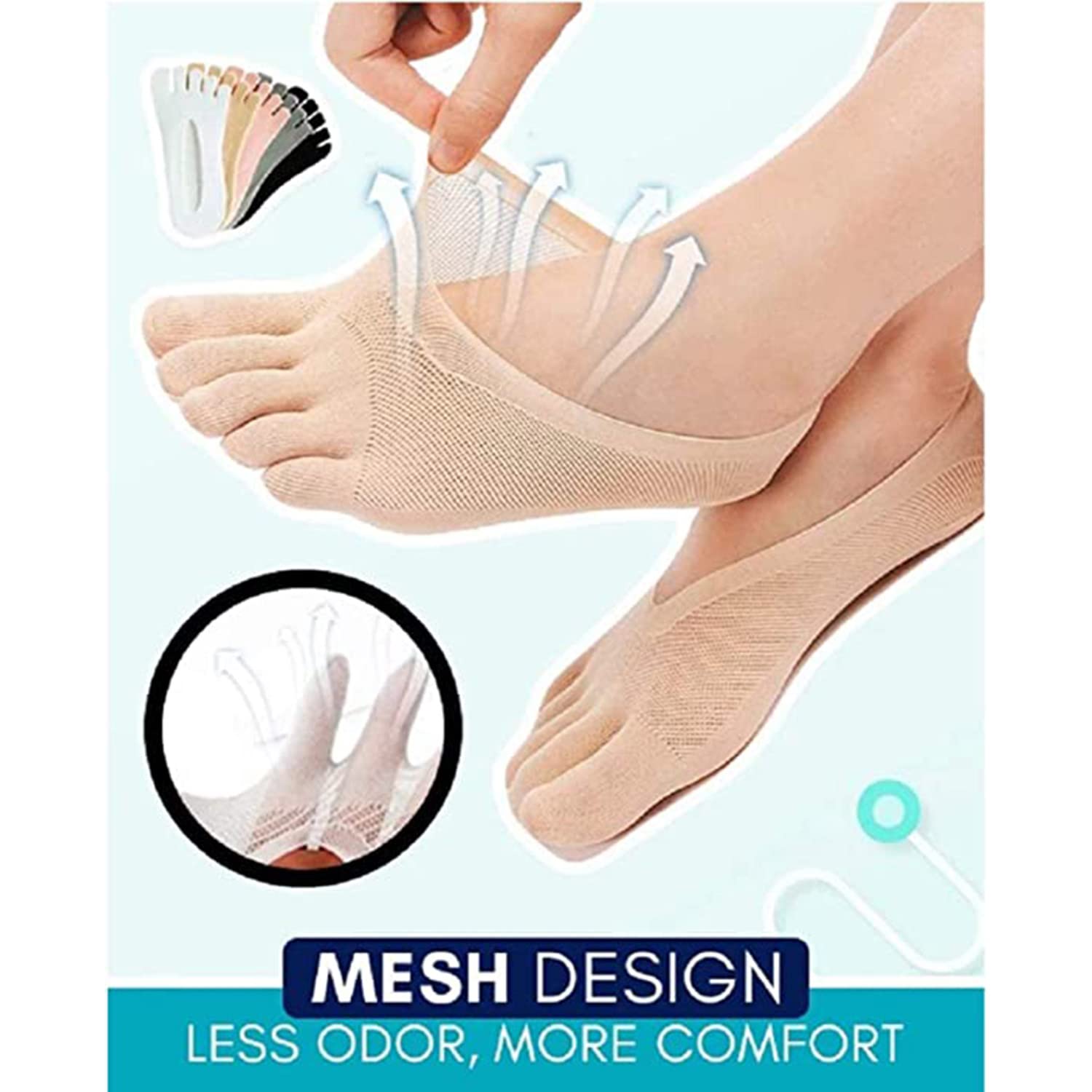 Orthopedic Compression Toe Socks for Women & Men - Non-Slip Silicone Grip Yoga Socks, Breathable No-Show Socks for Plantar Fasciitis Relief - Perfect for Yoga, Pilates, Running & Daily Comfort