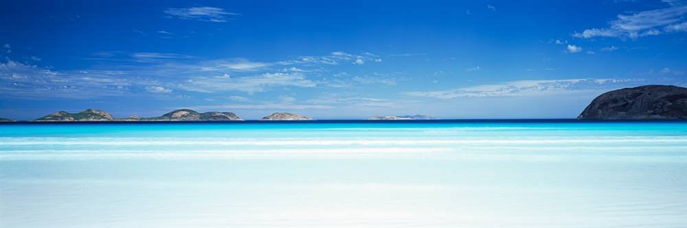 Self-Adhesive Tropical Beach Wall Mural - Lucky Bay Seascape Wallpaper (48x16 Inches) for Living Room, Bedroom & Office Decor