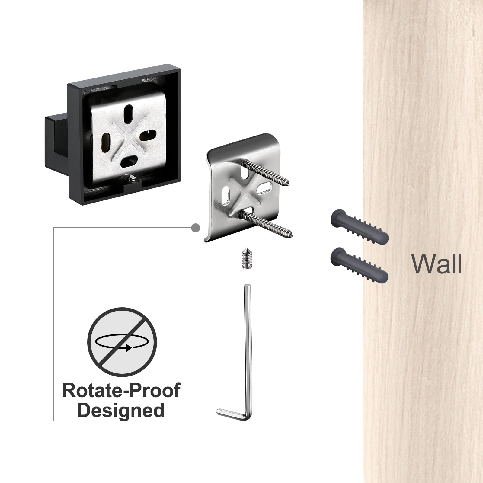 Premium Matte Black Bathroom Accessories Set - 4 Piece Stainless Steel Towel Holder & Wall Mounted Rack - Heavy Duty Square Bathroom Hardware for Modern Homes (Ideal for Bathroom, Spa & Guest Room Decor)