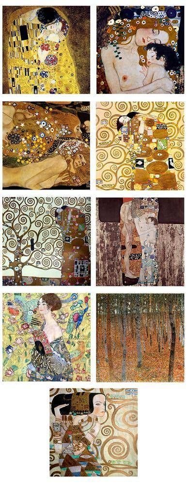 Gustav Klimt Mother Kiss Tree Life Fan Wall Sticker Vinyl Decal - Set of 9 (16x16 Inches / 41x41cm) | High-Quality Art Print for Home Decor | Perfect for Living Room, Dining Room & Bedroom Wall Art | Easy-to-Apply Removable Wall Decoration