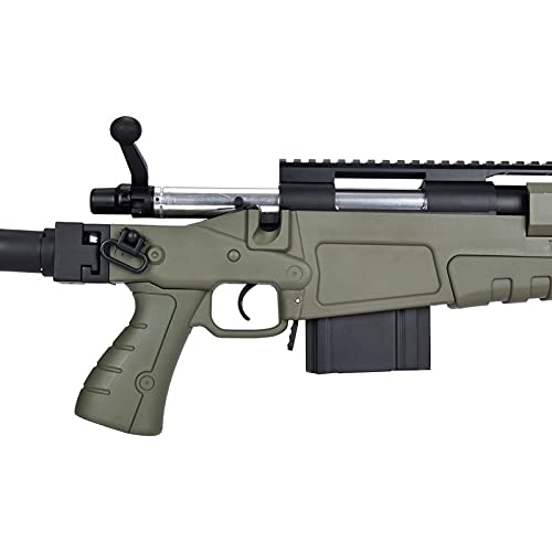Lancer Tactical WellFire MB4418-2 Bolt Action Airsoft Sniper Rifle - OD Green - 380 FPS - Perfect for Outdoor Skirmishes & Target Practice