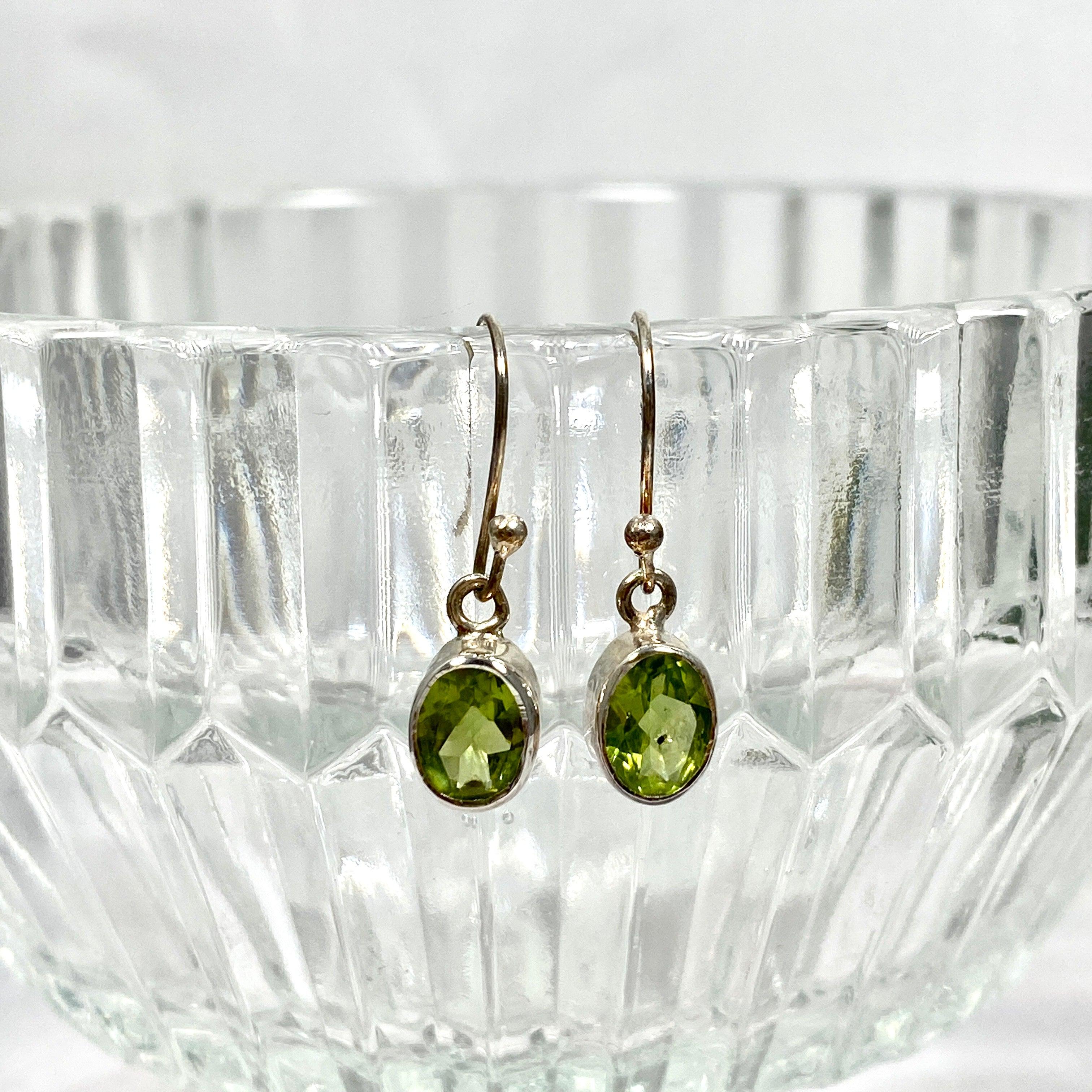 Peridot Petite Oval Faceted Earrings R2363 PDO - Elegant Green Gemstone Stud Earrings for Women, Perfect for Weddings, Parties & Everyday Wear