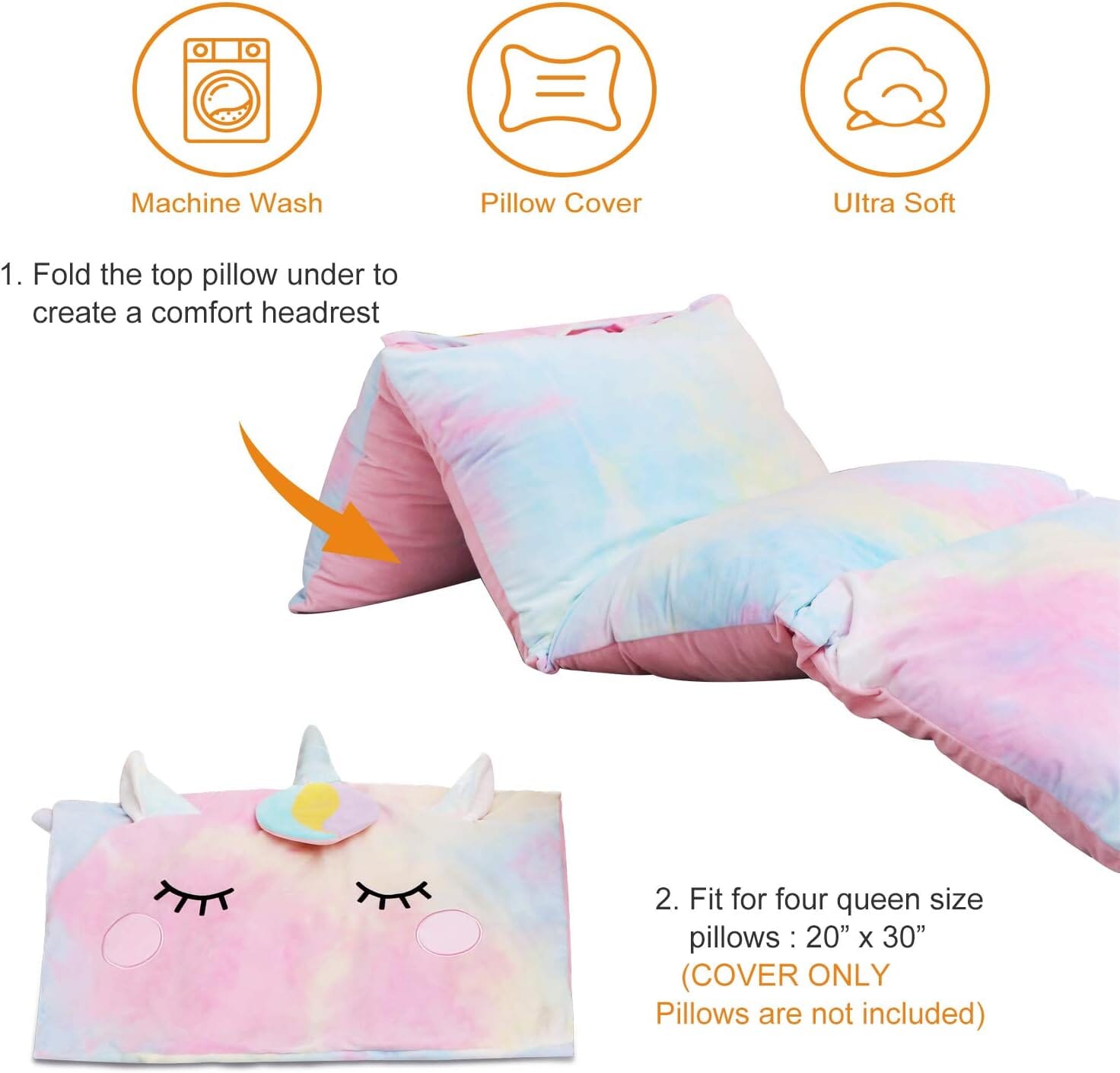 Unicorn Kids Floor Pillow - Soft Bed Seat Cover for Girls, Queen Size - Perfect for Playroom, Bedroom, and Cozy Reading Nook