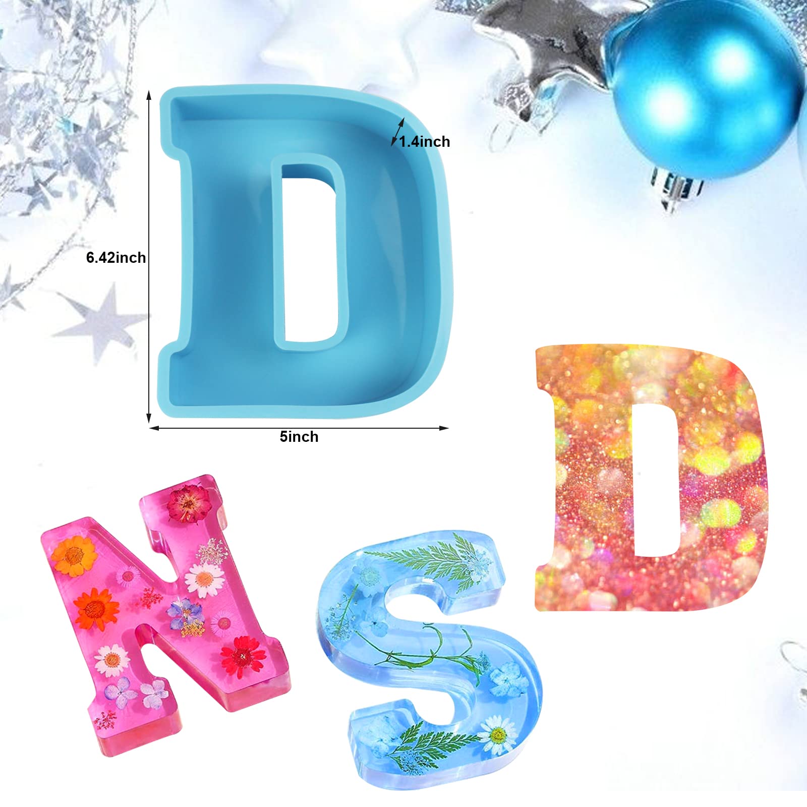 3D Alphabet Silicone Molds - Large Capital Letter D Mold for Resin Casting, DIY Crafts, Home Decor & Party Decorations - Perfect for Epoxy Resin Projects, Cake Decorating & Scrapbooking